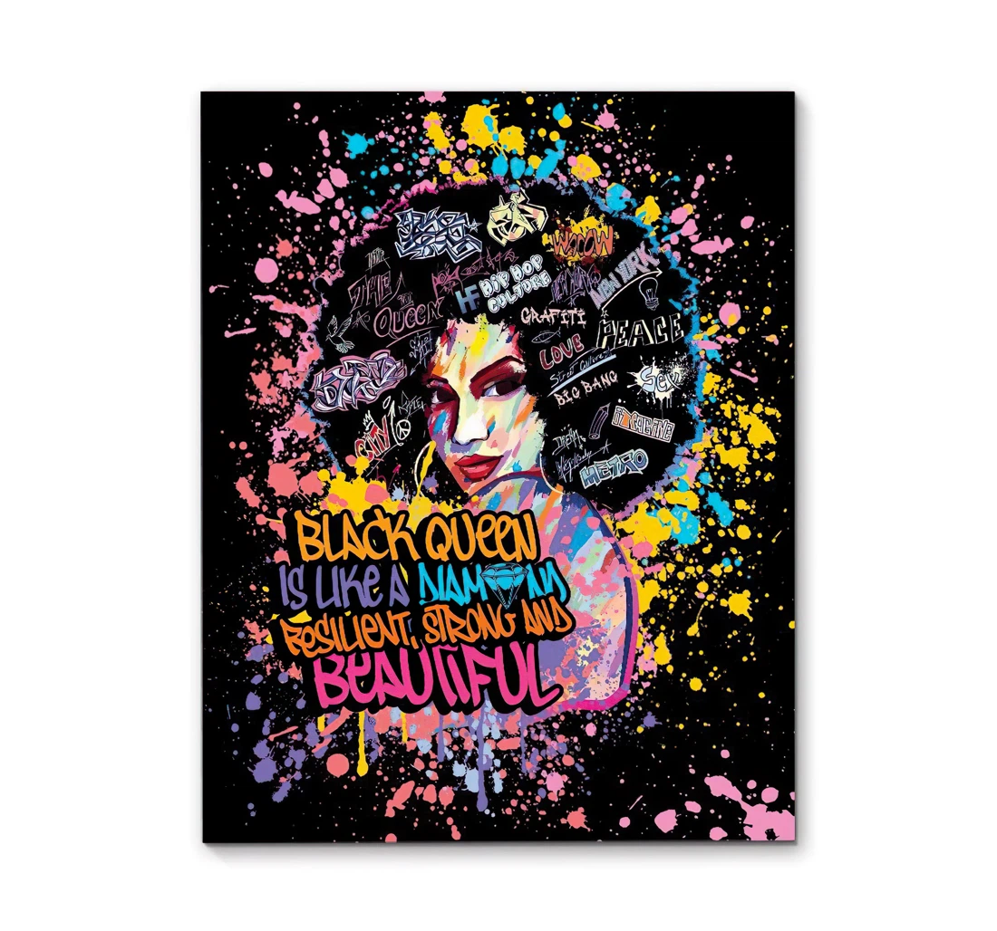 Poster, Canvas - Black Queen Is Like A Diamond Print Framed Wall Art