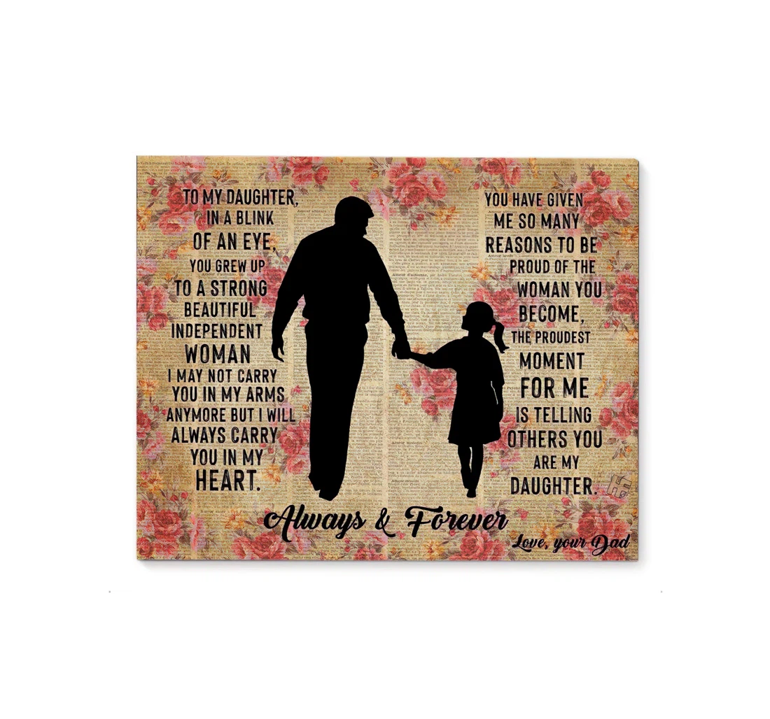 Poster, Canvas - Dad Holding His Daughter Hand Print Framed Wall Art