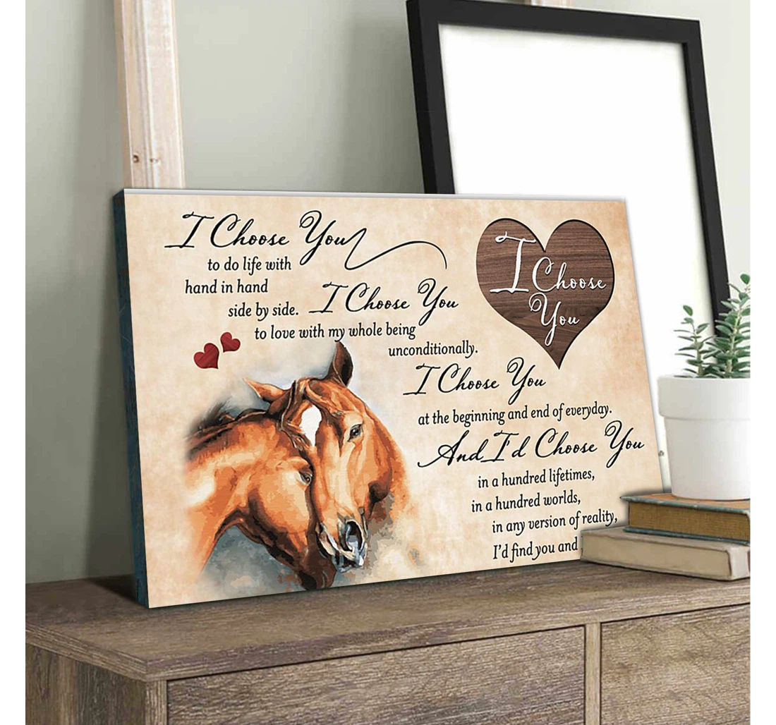 Poster, Canvas - Horse Lovely Couple Matte Print Framed Wall Art