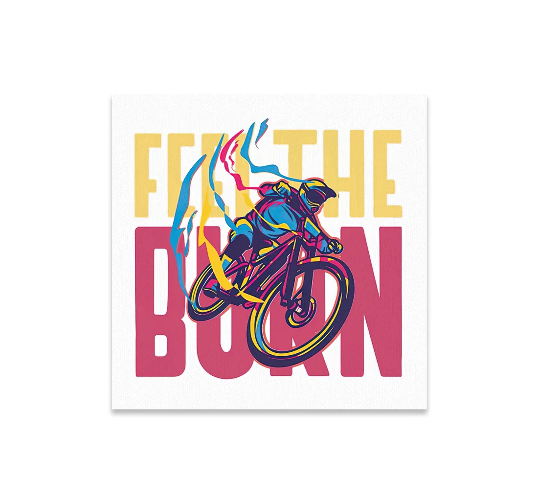 Poster, Canvas - Feel The Burn Mtb Mountain Biking Print Framed Wall Art
