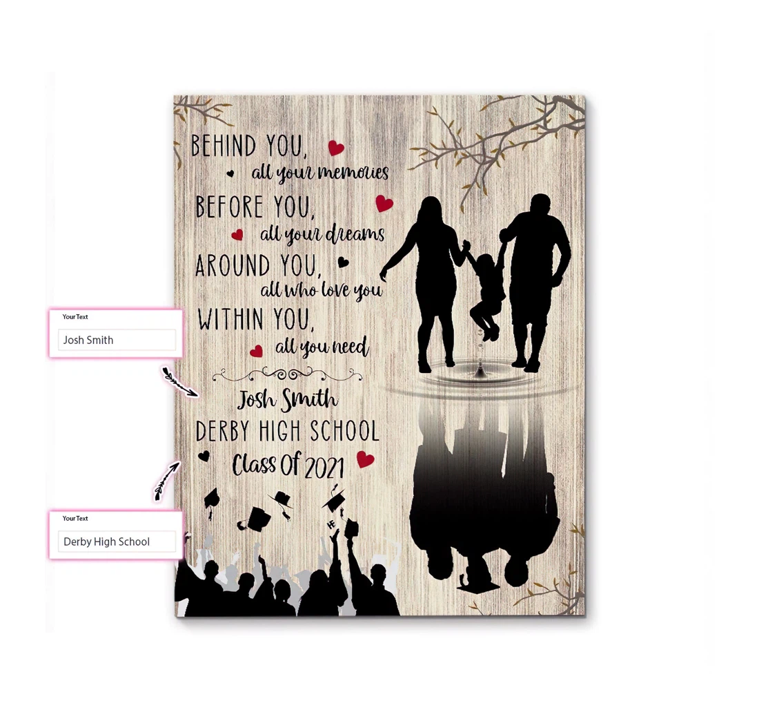Poster, Canvas - Silhouette To My Son On Graduation Day Custom Print Framed Wall Art