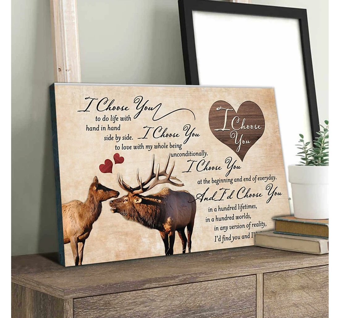 Poster, Canvas - Moose I Choose You Matte Print Framed Wall Art