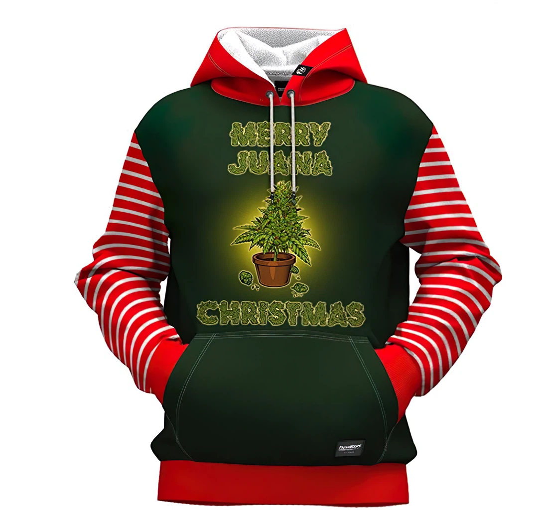 Merryjuana Christmas Man And Woman - 3D Printed Pullover Hoodie