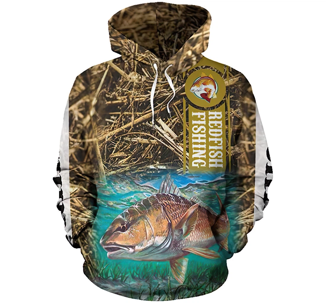 Fishing Redfish Man And Woman - 3D Printed Pullover Hoodie