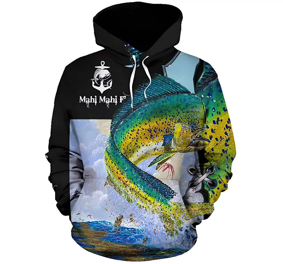 Fishing Mahi Mahi Man And Woman - 3D Printed Pullover Hoodie