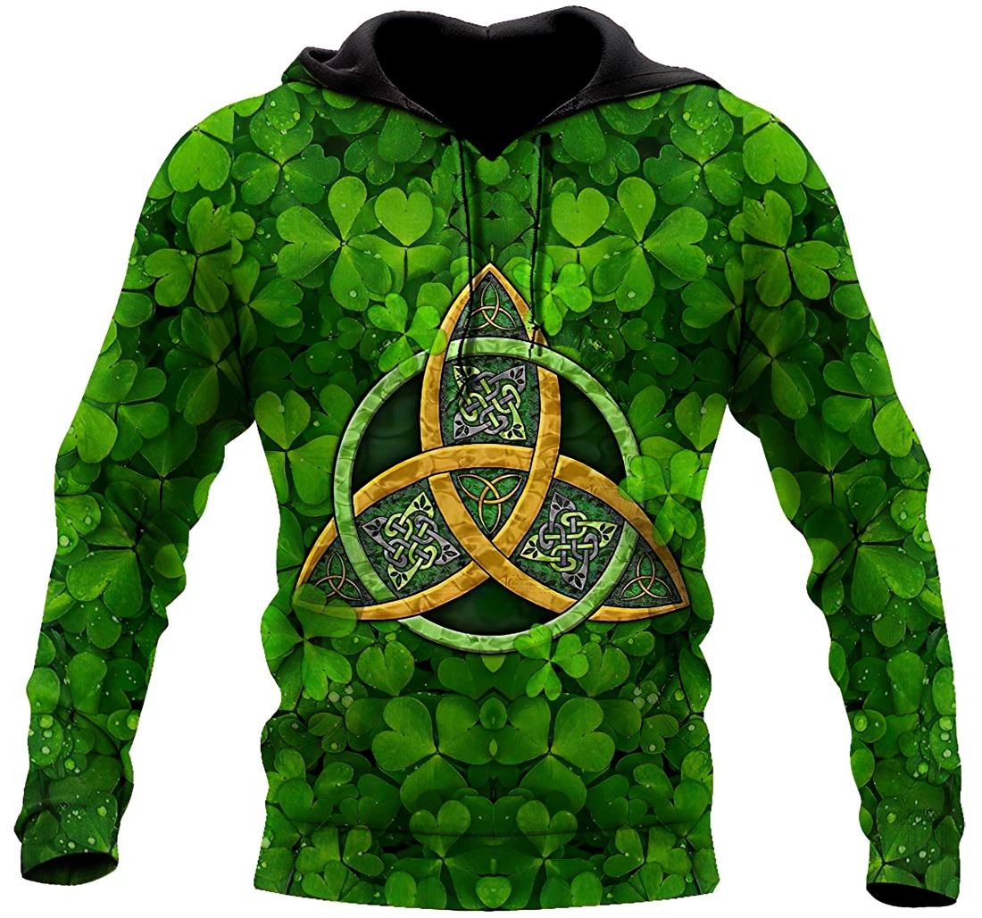 Irish St.patrick Day Celtic Symbol Shamrock Pattern Man And Woman - 3D Printed Pullover Hoodie