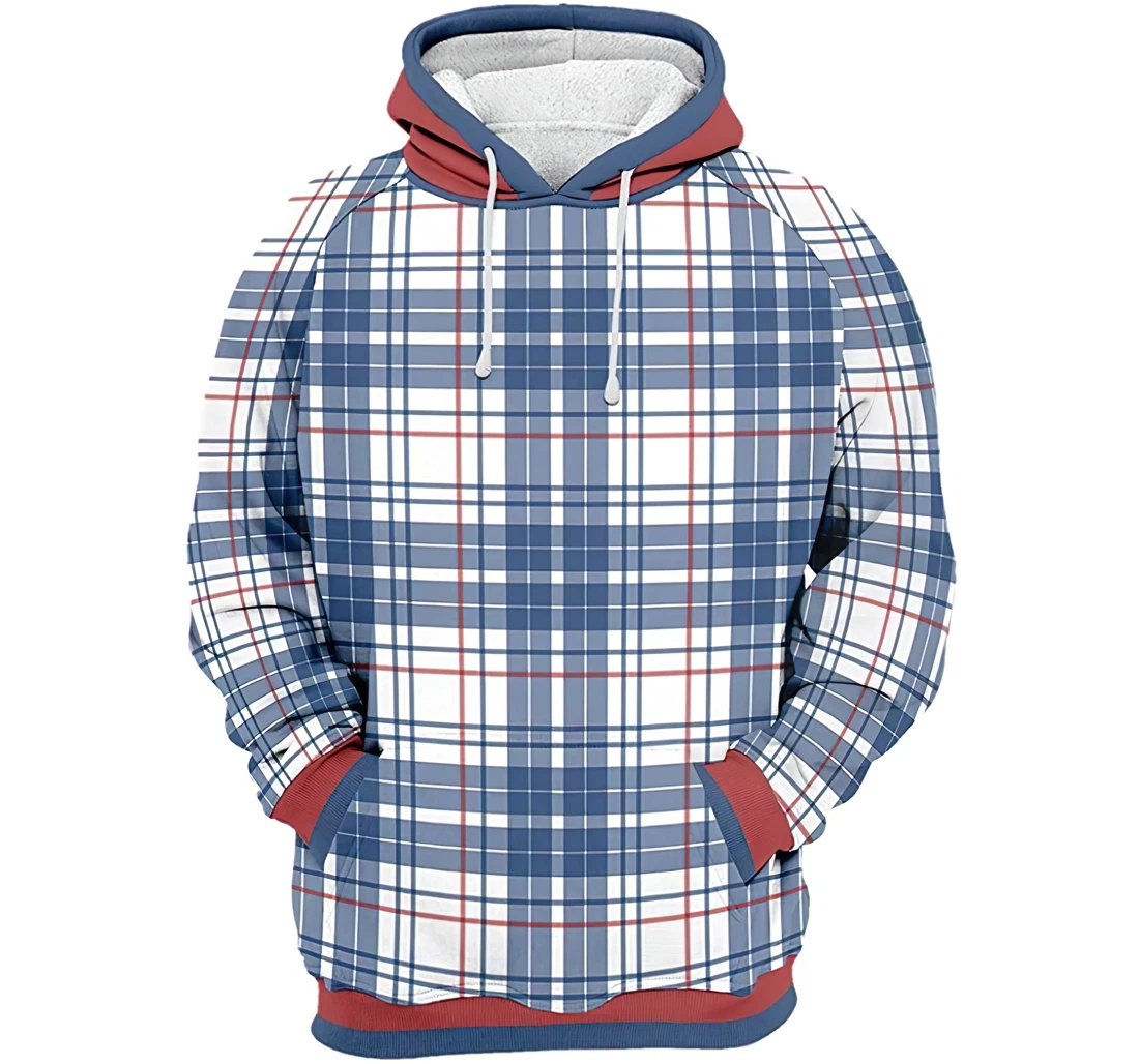 In Plaid Man And Woman - 3D Printed Pullover Hoodie