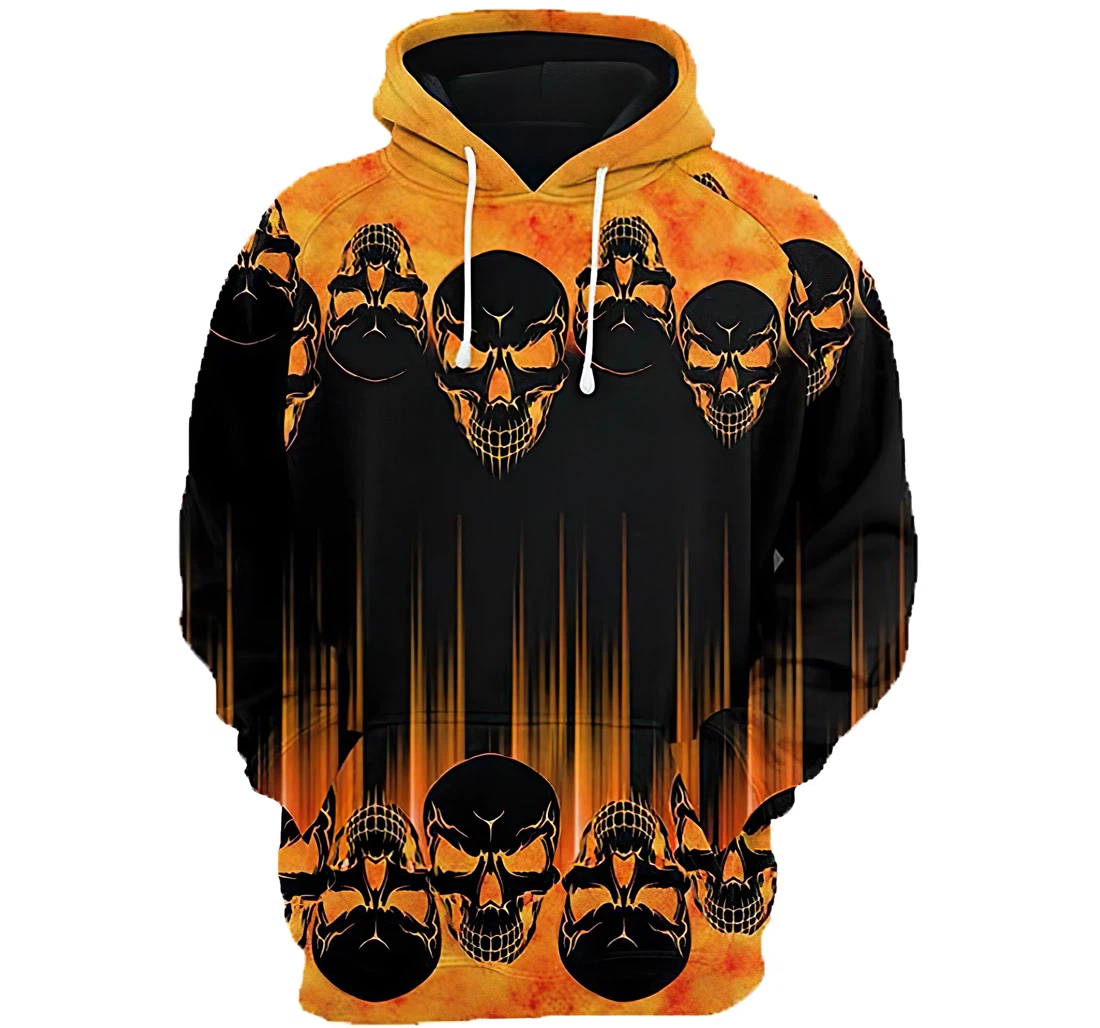 Skull Halloween Man And Woman - 3D Printed Pullover Hoodie