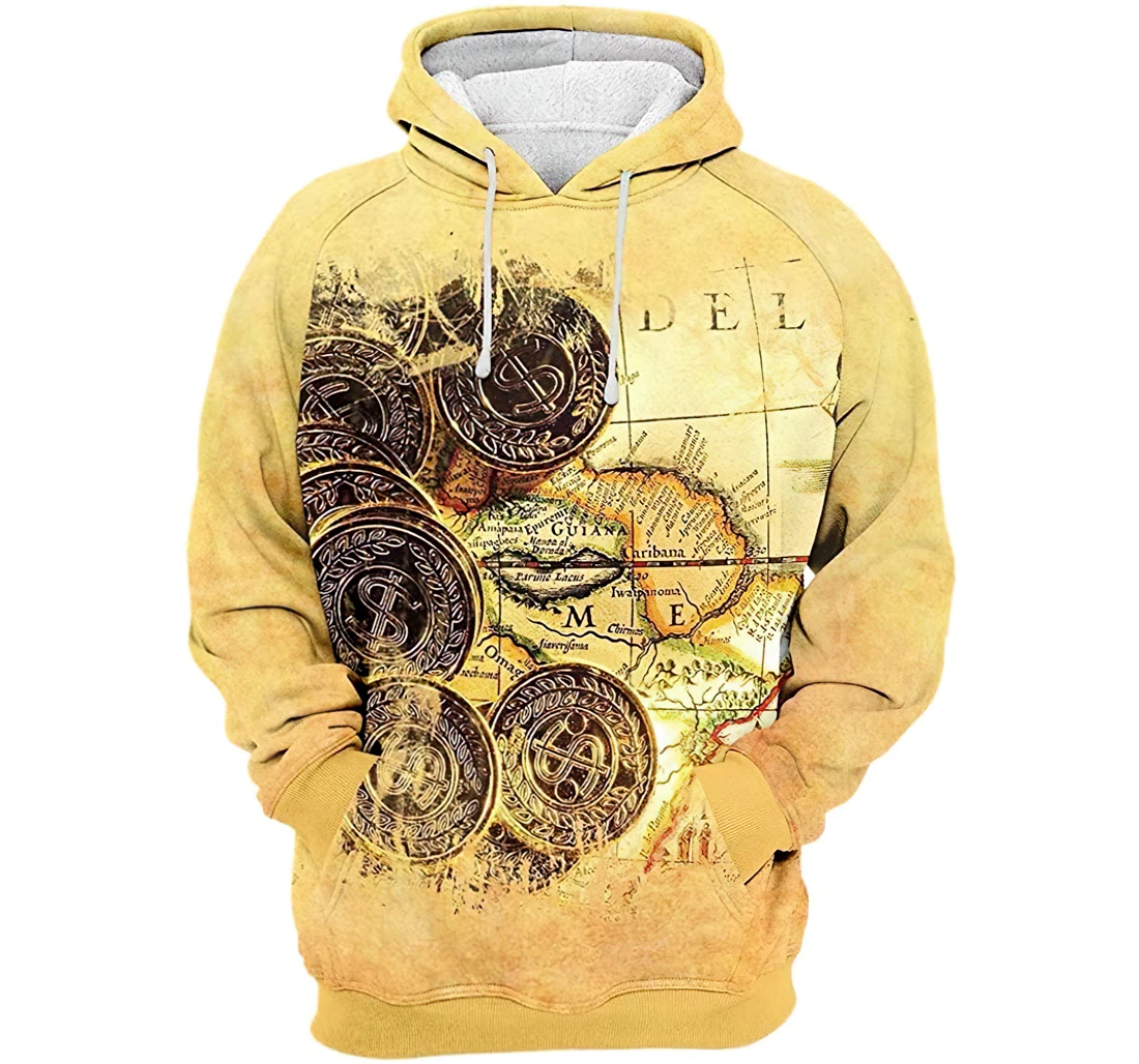 Gold Treasure Man And Woman - 3D Printed Pullover Hoodie