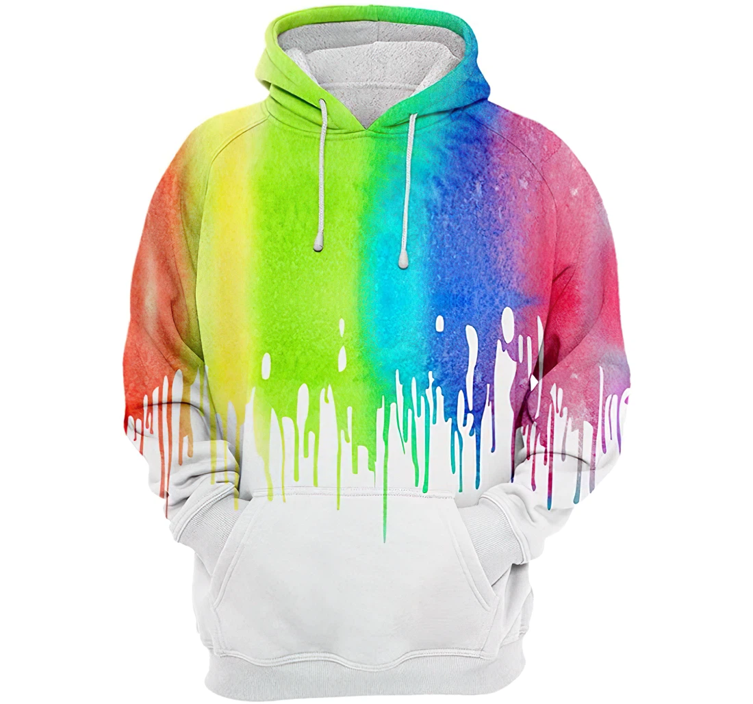 Rainbow Colors Man And Woman - 3D Printed Pullover Hoodie