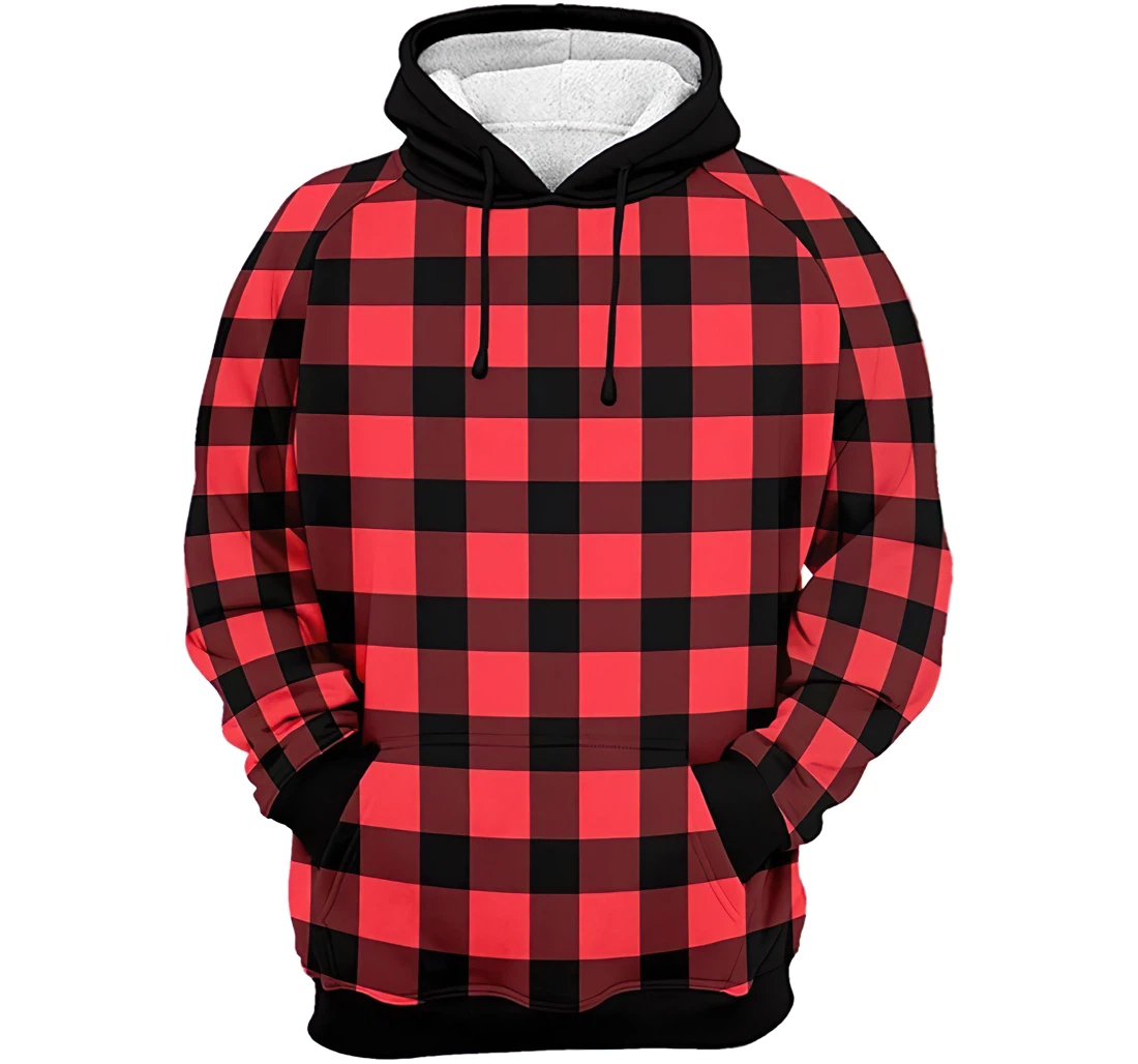 Gingham Man And Woman - 3D Printed Pullover Hoodie