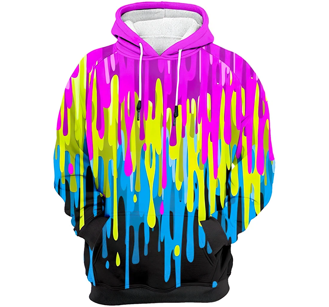 Dripping Paint Man And Woman - 3D Printed Pullover Hoodie