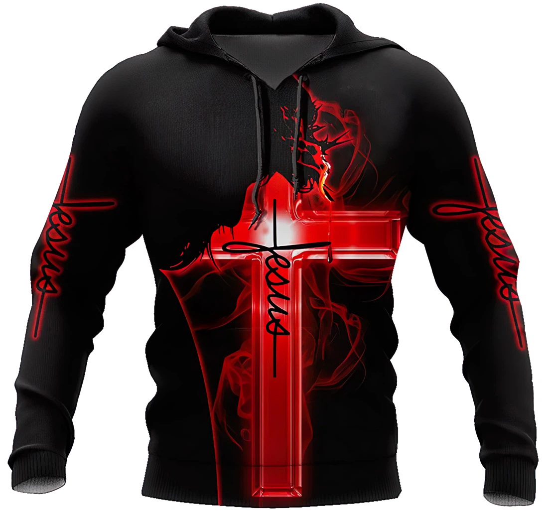 Christian Jesus Catholic Big Smoke Cross Man And Woman - 3D Printed Pullover Hoodie