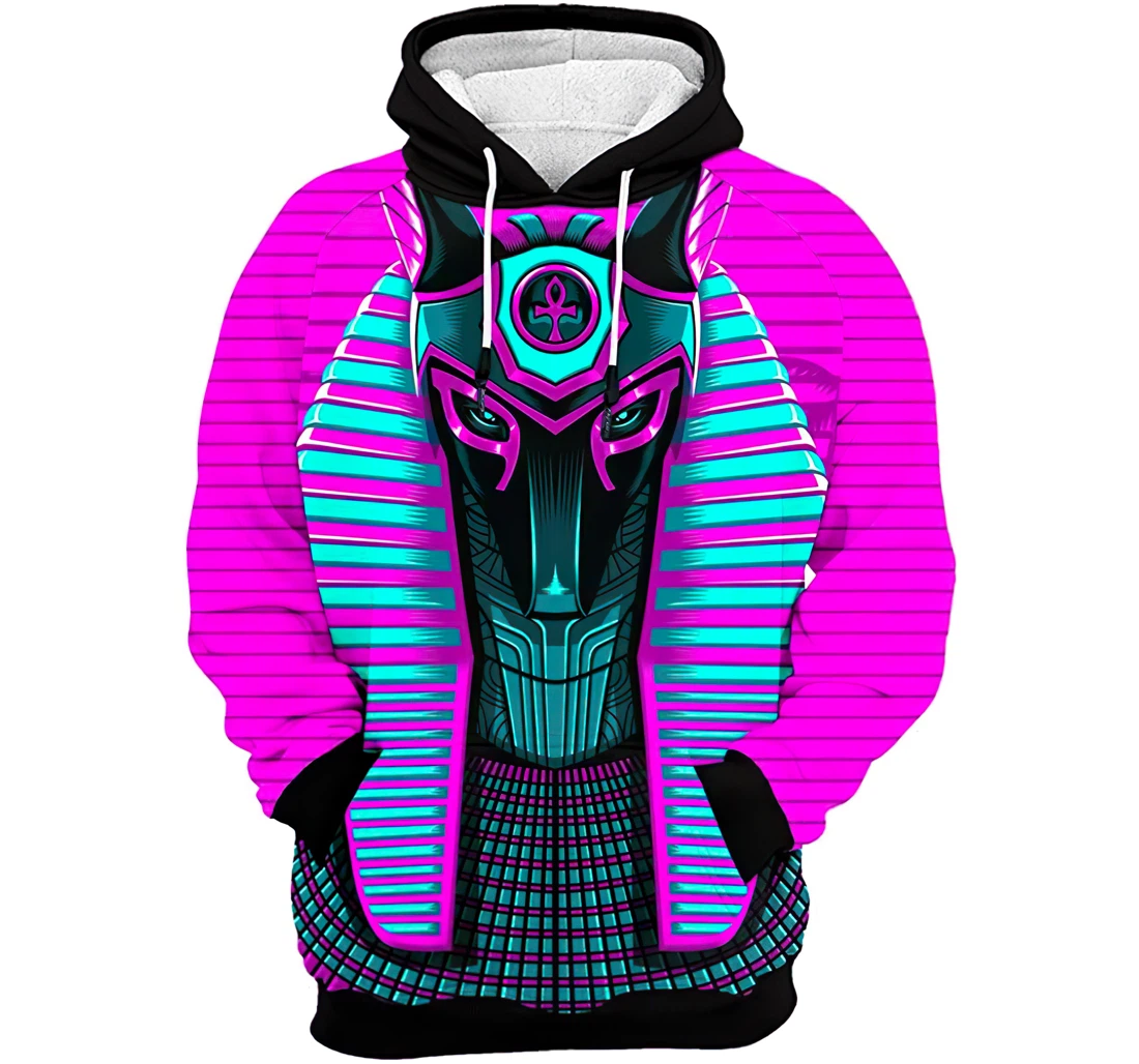 Retro God Anubis Man And Woman - 3D Printed Pullover Hoodie