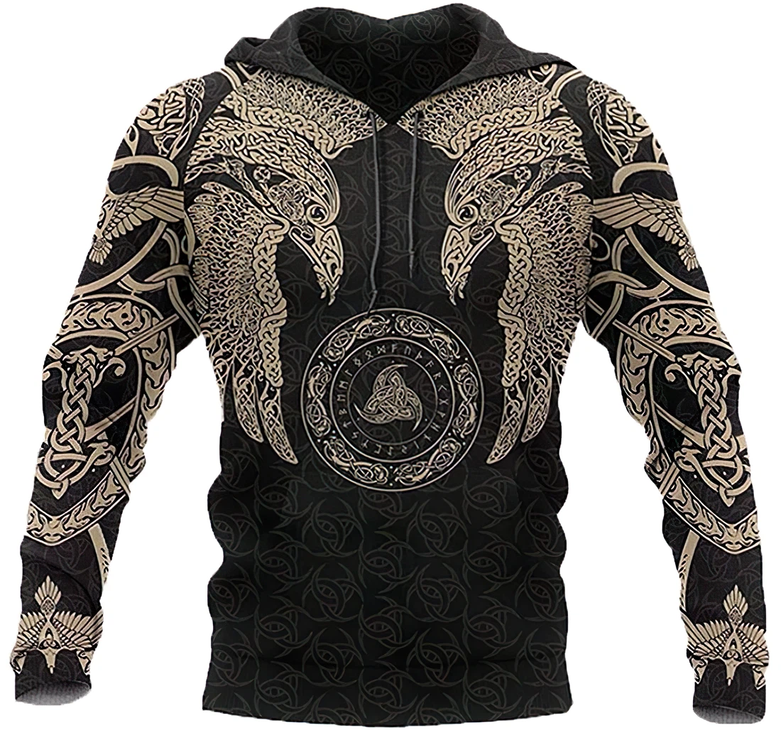 Viking Huginn Man And Woman - 3D Printed Pullover Hoodie