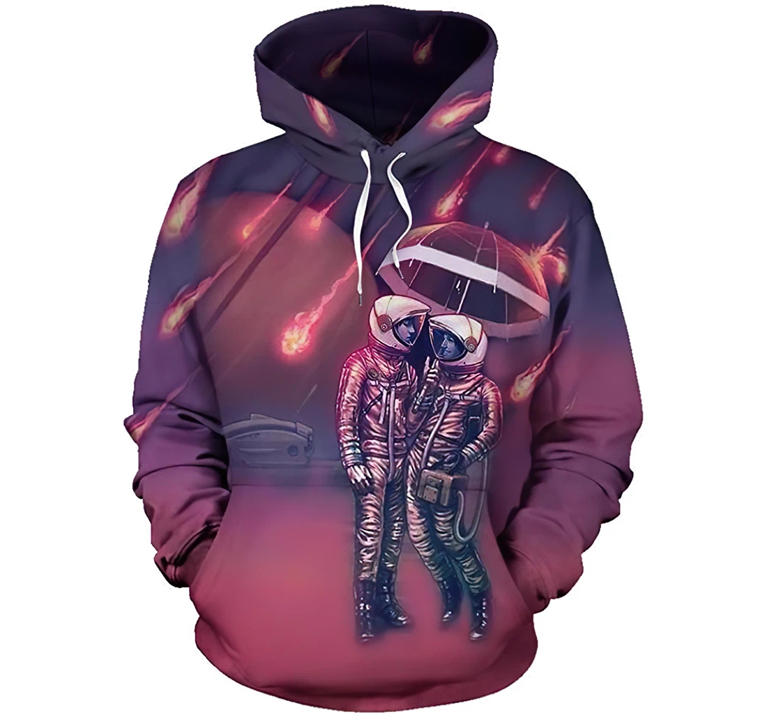 Valentien Couple Astronaut Man And Woman - 3D Printed Pullover Hoodie