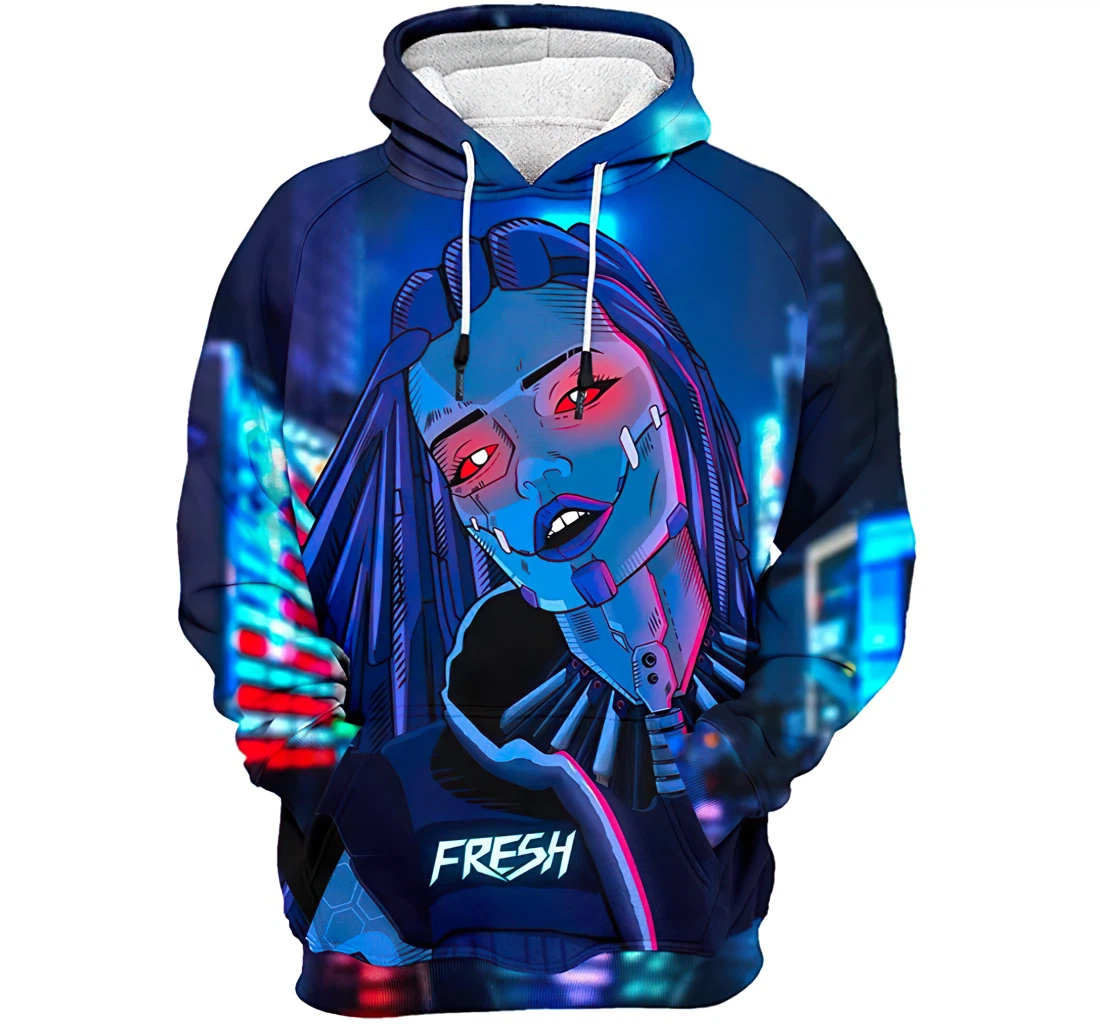 Cyber Girl Man And Woman - 3D Printed Pullover Hoodie