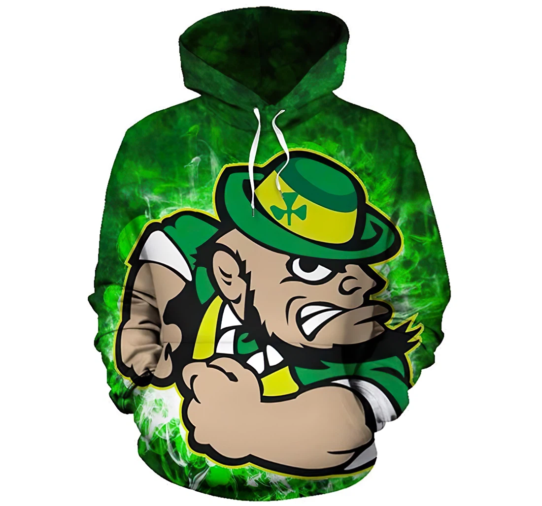 Irish Aggressive Leprechaun Man And Woman - 3D Printed Pullover Hoodie