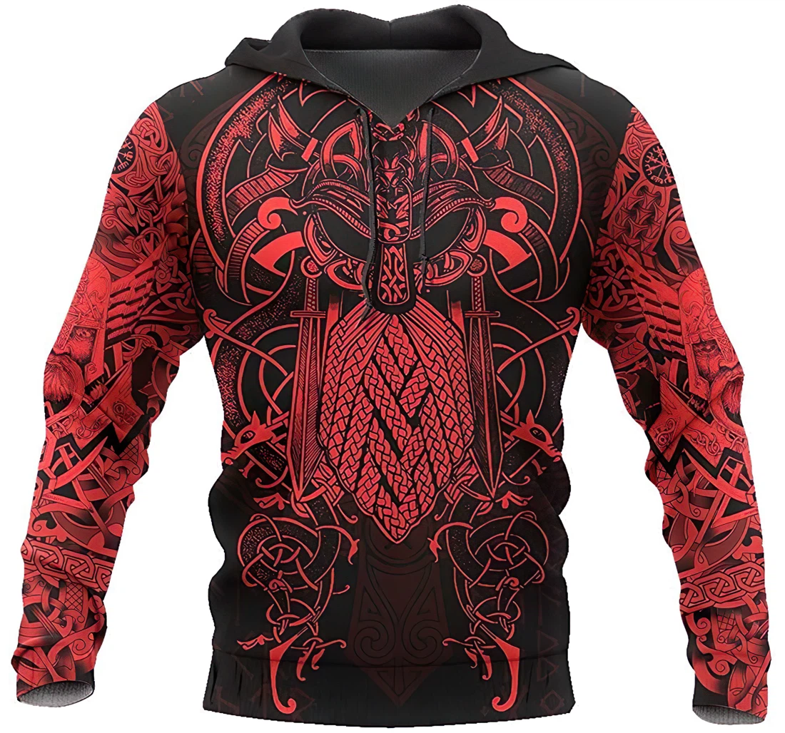 Vikings - The Raven Of Odin Tattoo Man And Woman - 3D Printed Pullover Hoodie