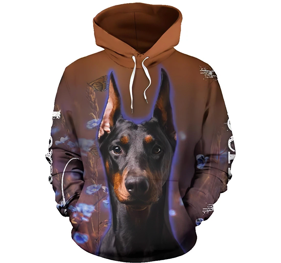 Camping Doberman Man And Woman - 3D Printed Pullover Hoodie