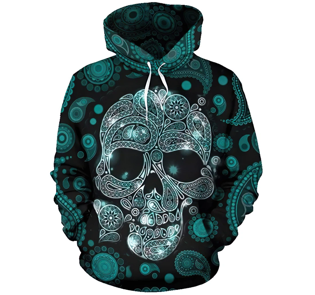 Twinkle Skull Blue Man And Woman - 3D Printed Pullover Hoodie
