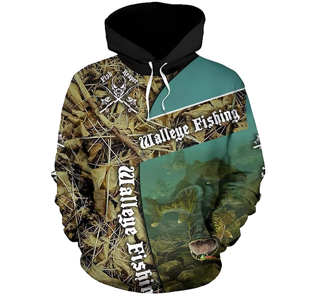 Fishing Walleye Man And Woman - 3D Printed Pullover Hoodie