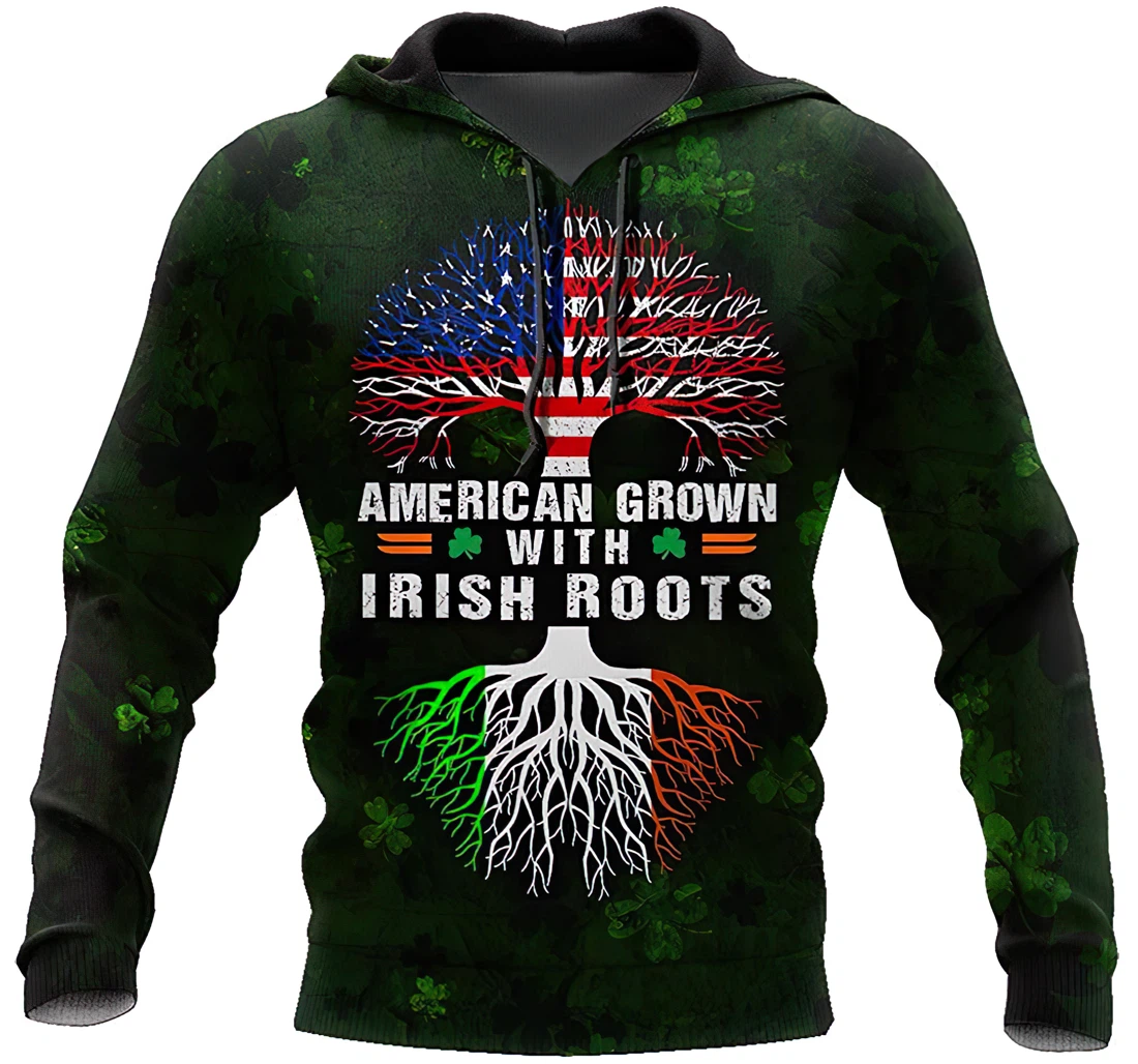 Irish St.patrick Day Tree Of Life American Flag Irish Flag Pattern Man And Woman - 3D Printed Pullover Hoodie