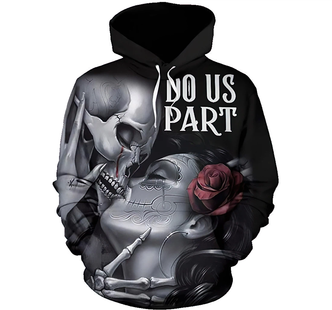 Valentine Couple Skull Do Us Part Man And Woman - 3D Printed Pullover Hoodie