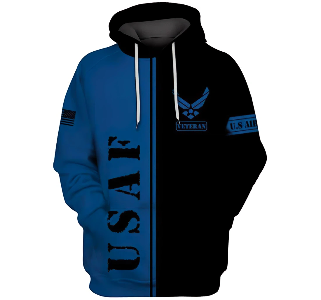 U.s Army Air Force Veteran Blue And Color Man And Woman - 3D Printed Pullover Hoodie