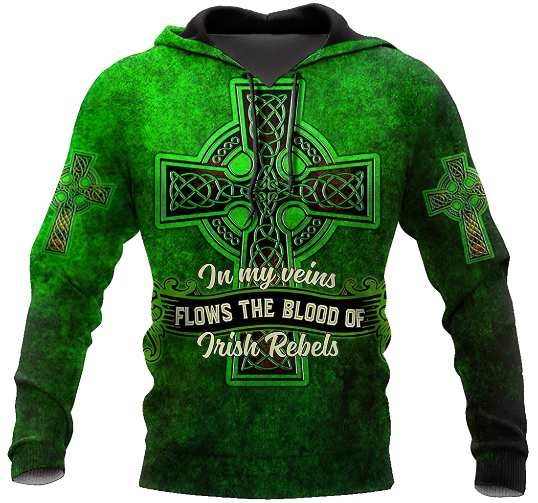 Irish St.patrick Cross Green Man And Woman - 3D Printed Pullover Hoodie