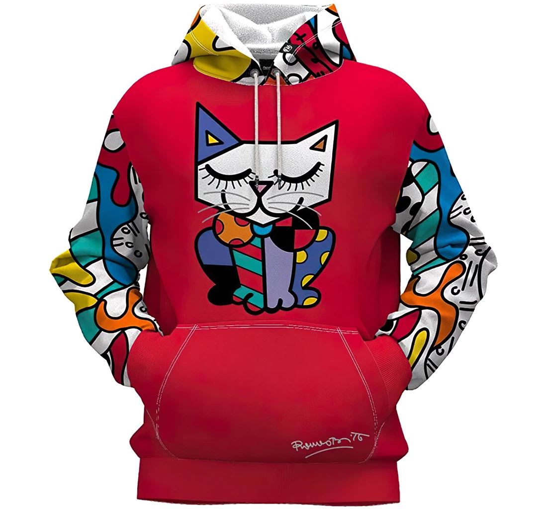 Blue Ear Cat Man And Woman - 3D Printed Pullover Hoodie