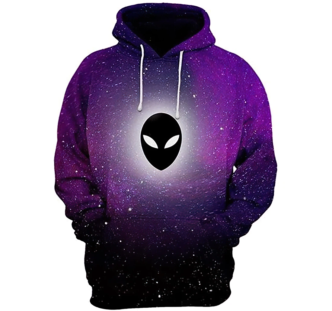 Purple Ufo Alien Man And Woman - 3D Printed Pullover Hoodie