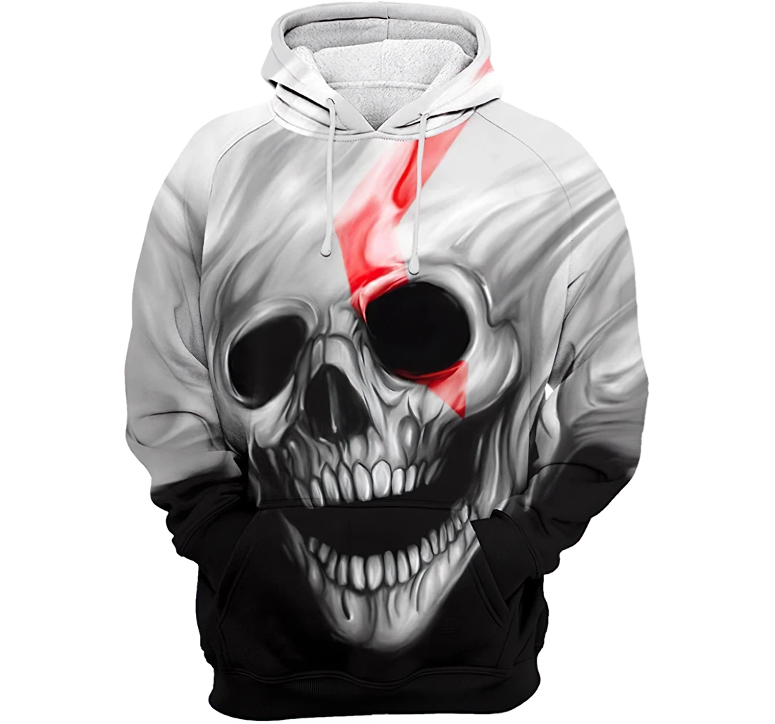 Psycho Skull Man And Woman - 3D Printed Pullover Hoodie