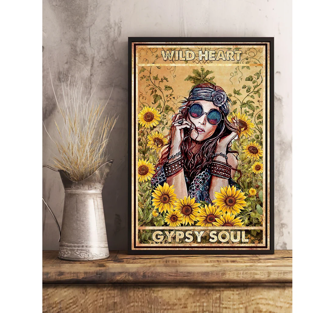 Poster, Canvas - Hippie Vertical Paper Print Framed Wall Art