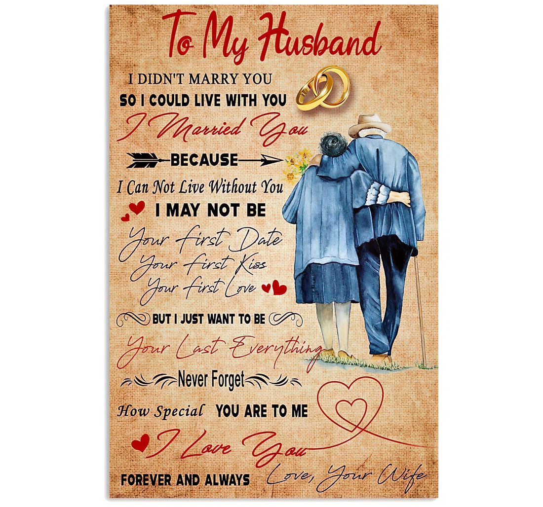 Poster, Canvas - To My Husband I Love You Forever And Always Vertical Paper Print Framed Wall Art