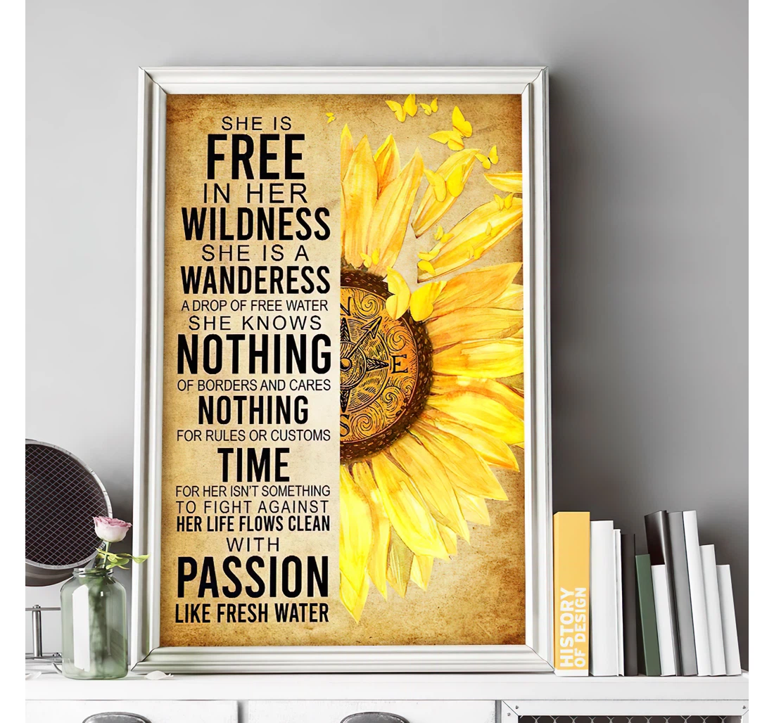 Poster, Canvas - She Is Free Paper Print Framed Wall Art