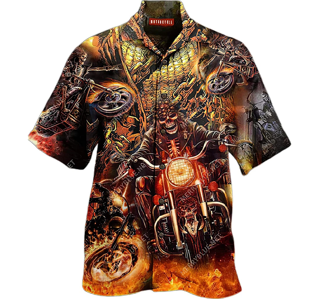 Personalized Amazing Motorcycle Racing Hawaiin Cotton Summer Vacation Hawaiian Shirt, Button Up Aloha Shirt For Men, Women
