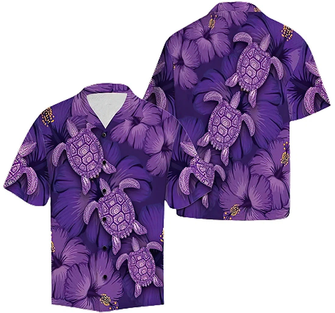 Personalized Amazing Sea Turtle Hawaiin Cotton Pocket Summer Holiday Vacation Hawaiian Shirt, Button Up Aloha Shirt For Men, Women