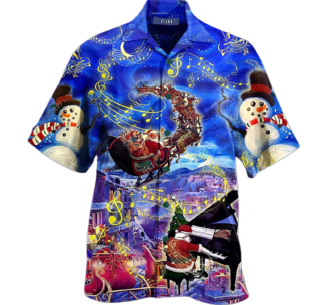 Personalized Piano Sound Of Christmas S Hawaiin Cotton Summer Vacation Hawaiian Shirt, Button Up Aloha Shirt For Men, Women