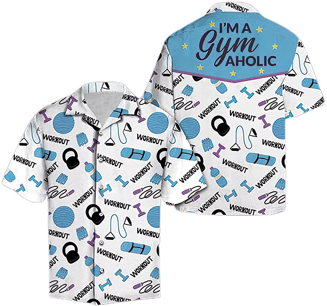 Personalized I M A Gym Aholic Hawaiin Cotton Pocket Summer Holiday Vacation Hawaiian Shirt, Button Up Aloha Shirt For Men, Women