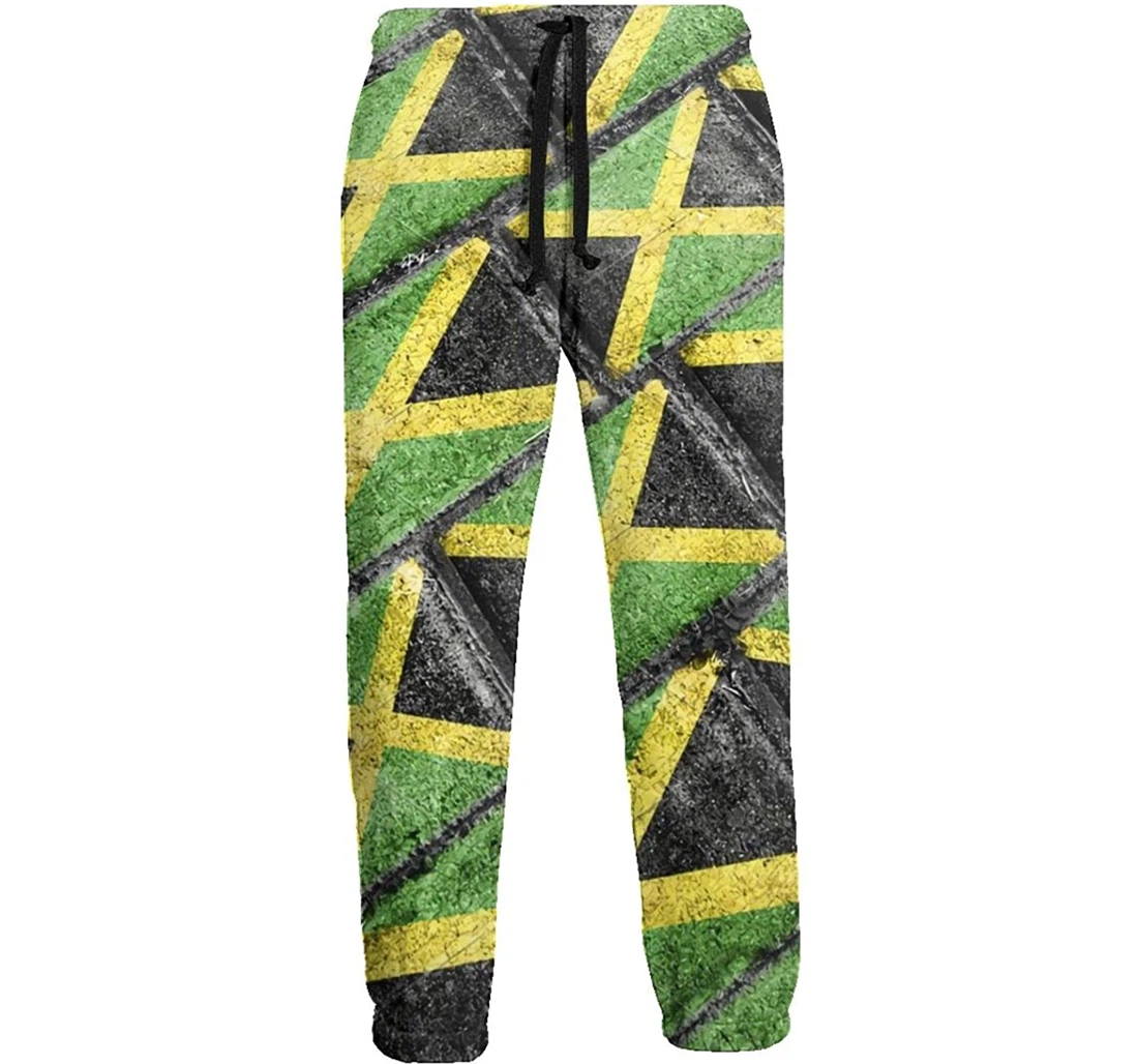 Personalized Jamaica Flag Bricks Loose Long Sweatpants, Joggers Pants With Drawstring For Men, Women