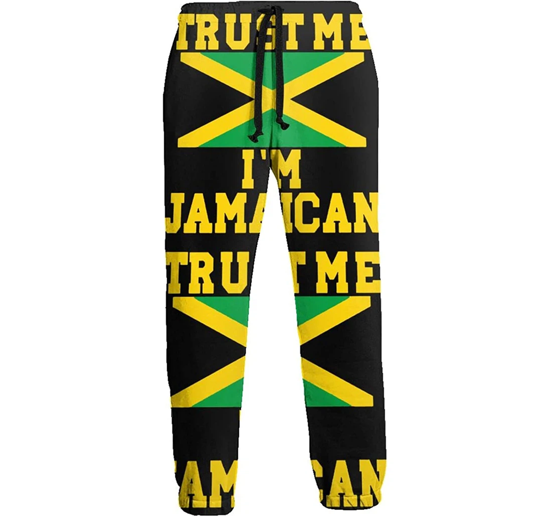 Personalized Elastic Waist Jamaica Flag For Gym Training Sweatpants, Joggers Pants With Drawstring For Men, Women