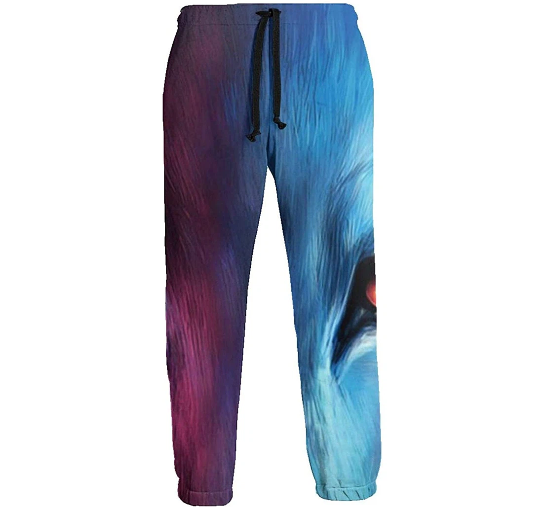 Personalized Galaxy Wolf Painting Digital Graphric Cool Casual Sweatpants, Joggers Pants With Drawstring For Men, Women