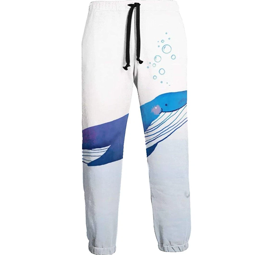 Personalized Blue Whale Menâ€s Soft Pant Waist Sweatpants, Joggers Pants With Drawstring For Men, Women