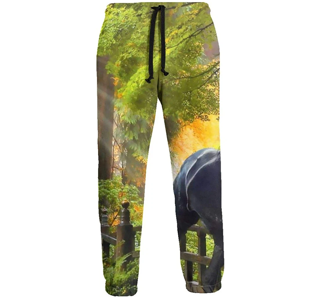 Personalized Horse In The Woods Digital Graphric Cool Casual Sweatpants, Joggers Pants With Drawstring For Men, Women