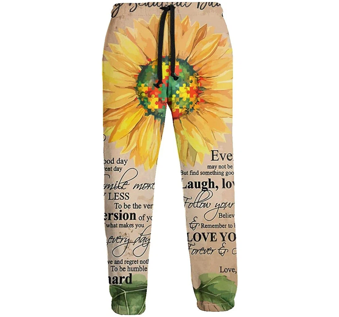 Personalized Sunflower To My Son Lightweight Workout Athletic Sweatpants, Joggers Pants With Drawstring For Men, Women