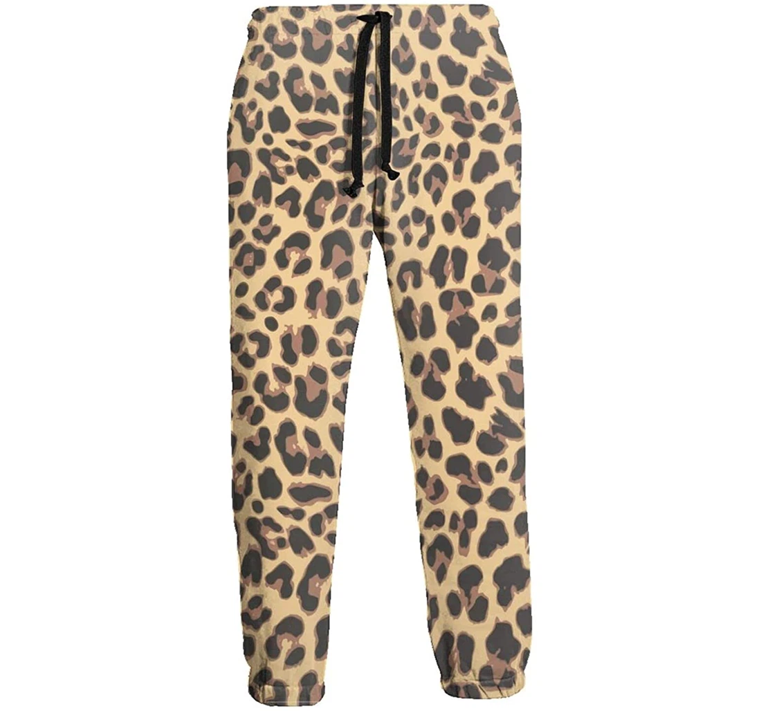 Personalized Light Brown Leopard Lightweight Workout Athletic Sweatpants, Joggers Pants With Drawstring For Men, Women