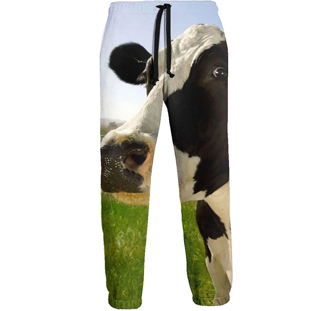 Personalized Milk Cow Grassland Lightweight Workout Athletic Sweatpants, Joggers Pants With Drawstring For Men, Women