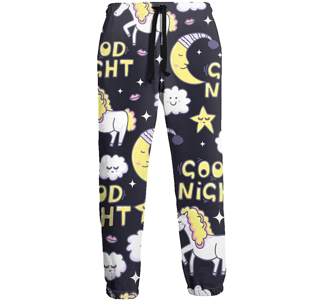 Personalized Good Night Horse Moon Loose Long Sweatpants, Joggers Pants With Drawstring For Men, Women