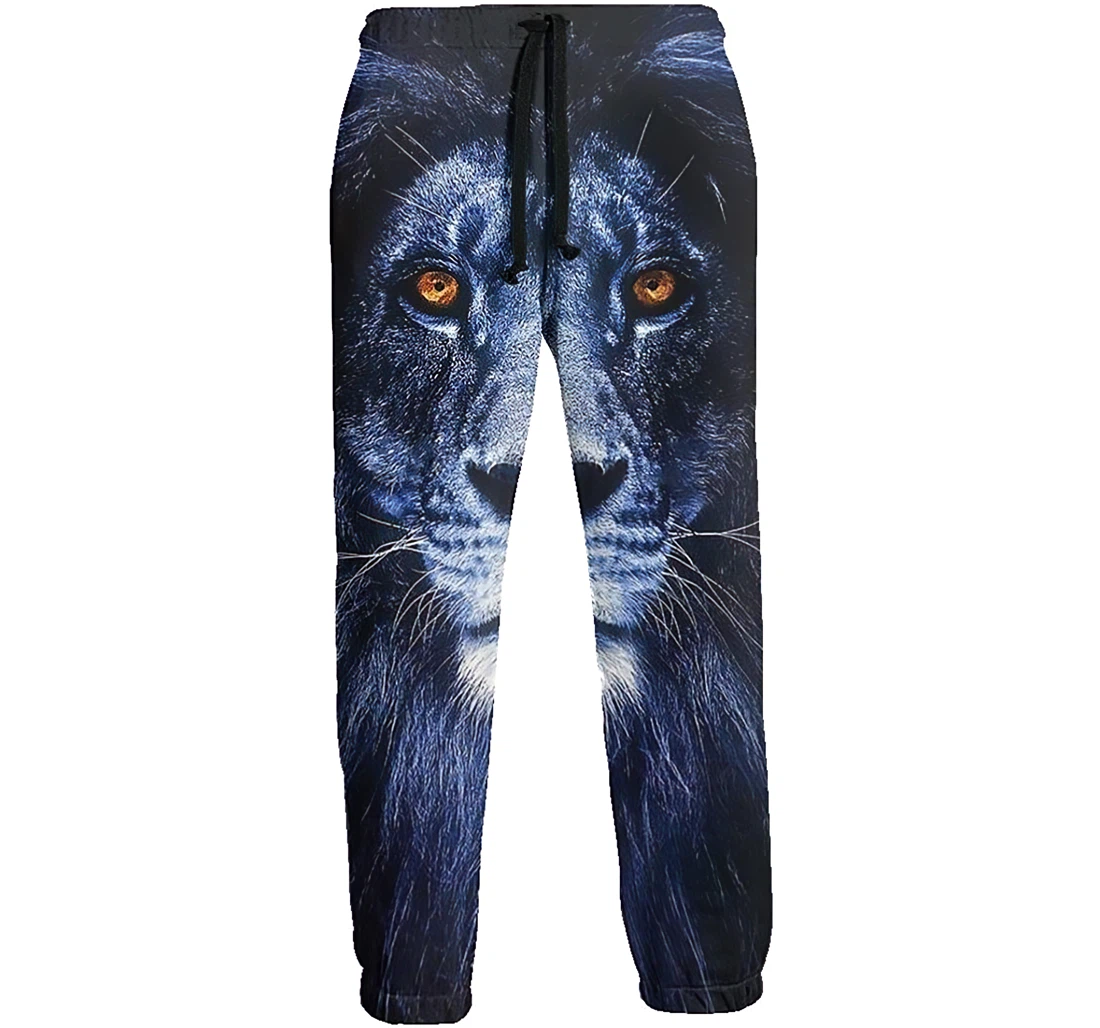 Personalized Beautiful Lion Yellow Eyes Loose Long Sweatpants, Joggers Pants With Drawstring For Men, Women